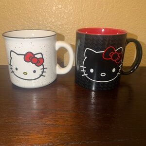 Hello Kitty Black and White Mug Duo with Red Accents
